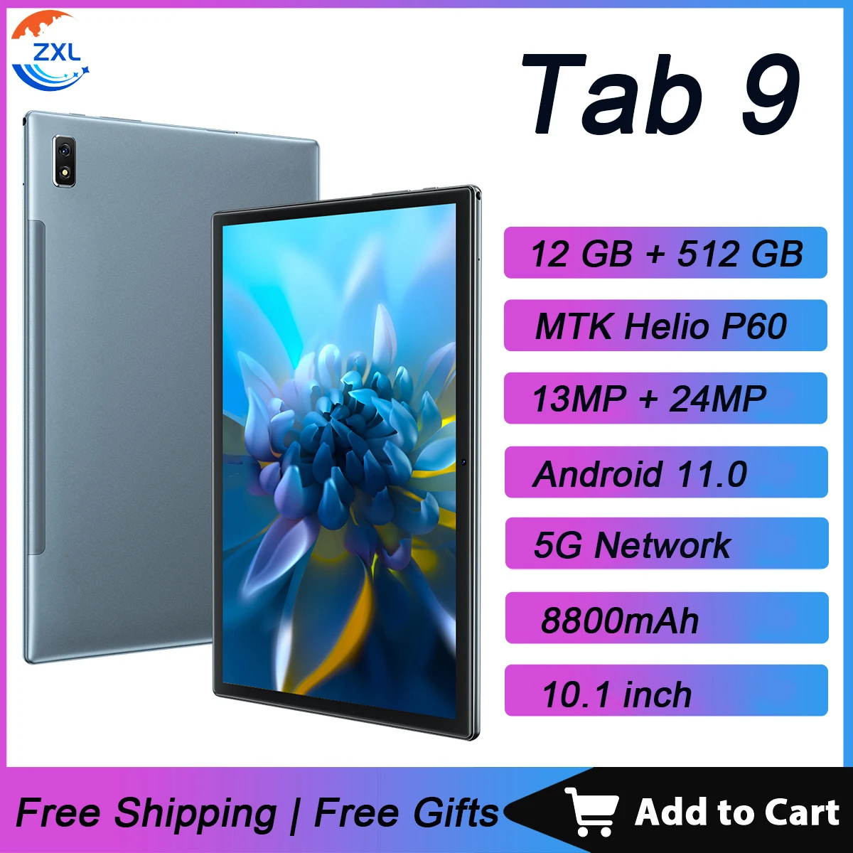 

Tab 9 Tablet 10.1 Inch Tablets 12GB RAM 512GB ROM Tablette Android 11 10 Core 5G Network WIFI Dual Call Google Play Tablete PC