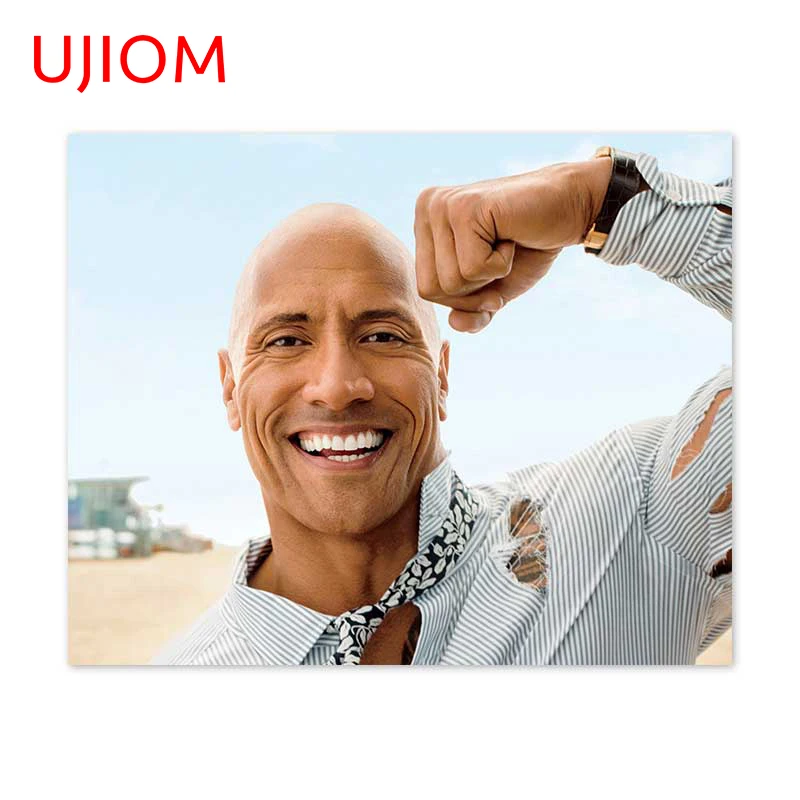 UJIOM for Dwayne Johnson Wall Stickers Poster Glass Handsome Decals Bedroom Waterproof Living Room Home Decoration