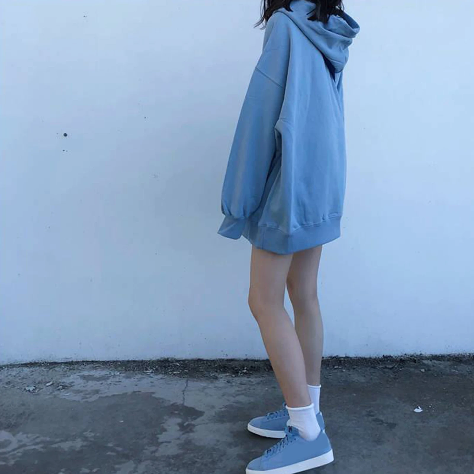 Women Hoodies Autumn Solid Color Pocket Mid-length Hoodie Long Sleeve Loose Sweatshirt Pullovers толстовка ropa de mujer 2020