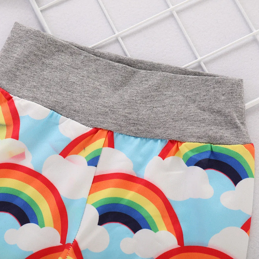 

2021 New Infant Baby Girls Boys Letter Print Romper Jumpsuit Rainbow Pants Outfits Set Roupao Infantil Infant Clothes Set#4