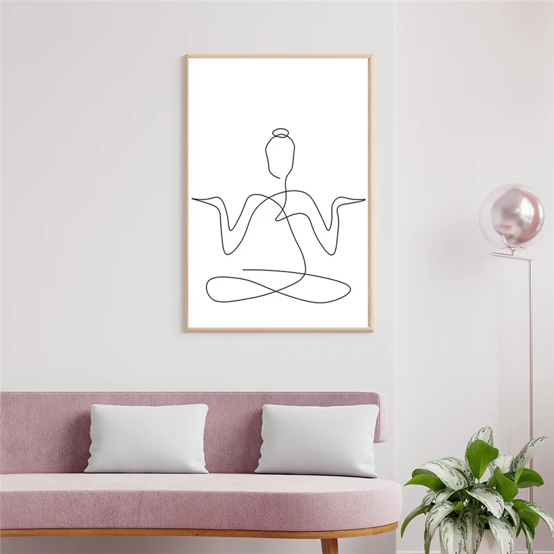 

Abstract Yoga Lady Line Drawing Pictures Nordic Minimalist Figure Canvas Painting Wall Art Poster Modern Living Room Home Decor