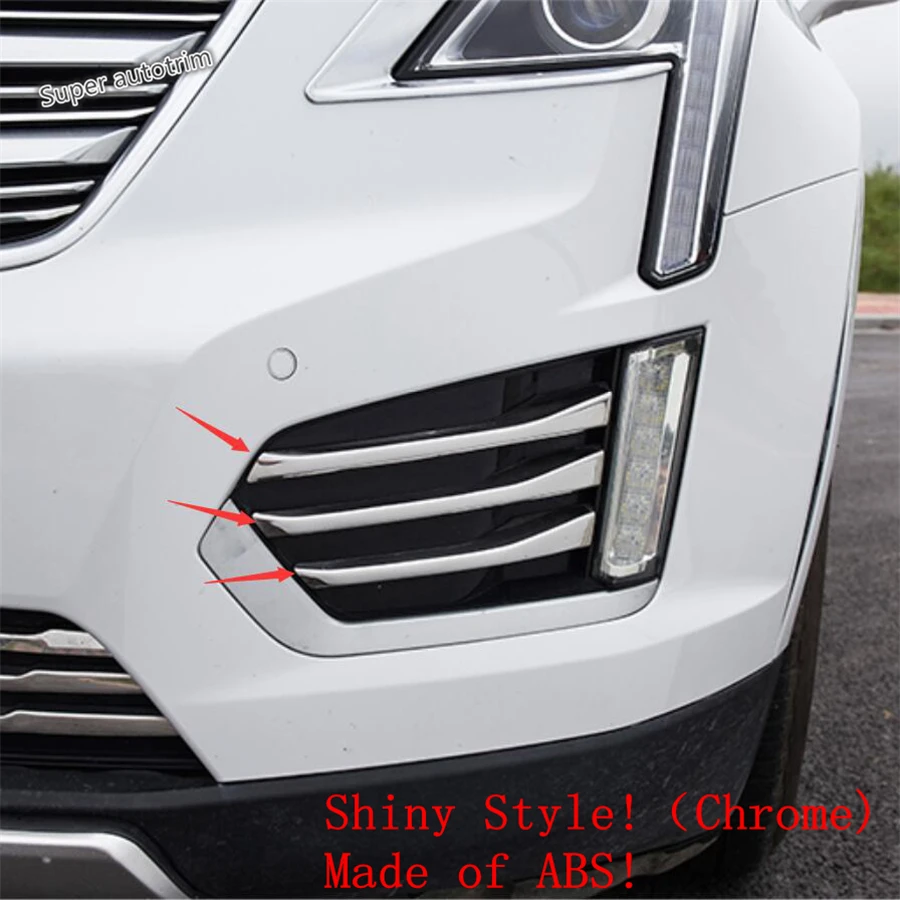 

Lapetus Front Bumper Head Fog Lights Lamp Eyelid Eyebrow Strip Lid Cover Trim Fit For Cadillac XT5 2016 - 2020 ABS Carbon Fiber