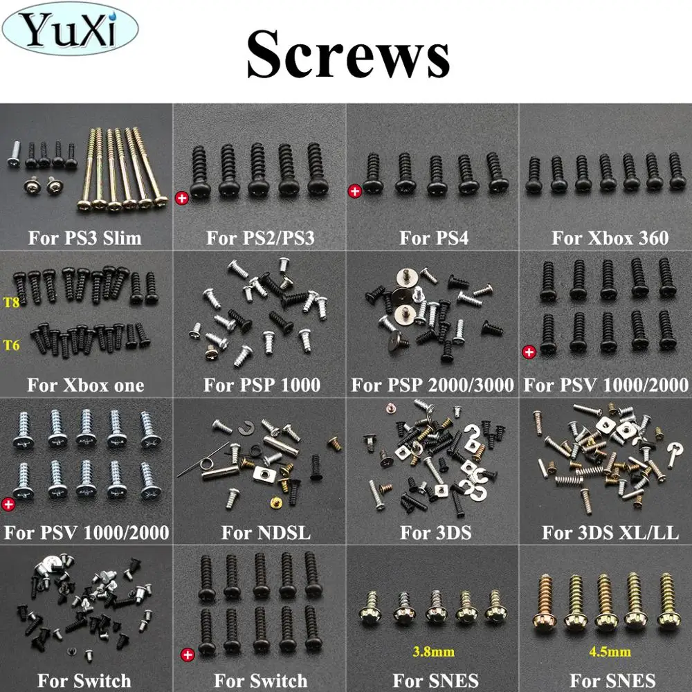 

YuXi Head Screws Replacement For Sony for PS4 3 2 for Xbox one/360 for PSP for 3DS XL/LL for Nintend Switch Controller Screw Kit