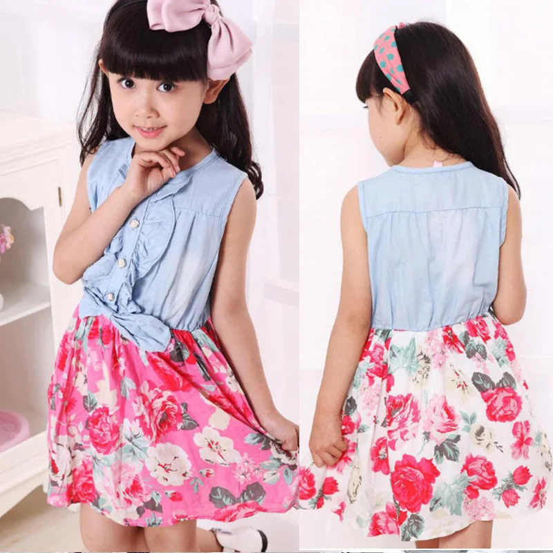 Summer Mother Daughter Dresses Sleeveless Mommy And Me Family Matching Clothes Kids Girl Ruffles Floral Patchwork Mini Dress | Мать и