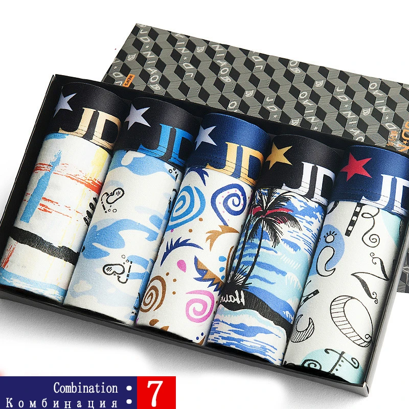 JDN7 BOX bierdan L-5xL бренд почты боксёрские шорты мужчины mens комфортно мужчин boxershorts хлопок сексуально 5pcs / много cueca 24type мужского нижнего белья трусы мужские трусы-боксеры боксеры нижнее белье трусики - Цвет: JDN7 BOX