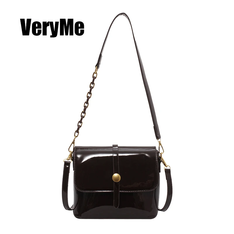 

VeryMe New Arrival Pu Female Shoulder Bags Portable Bright Leather Messenger Pack Vintage Fashion Women's Handbag Borse Da Donna