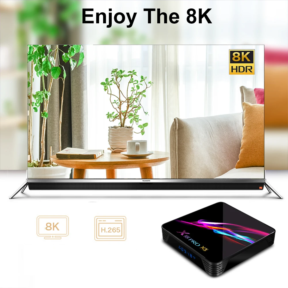 X88 Pro X3 Smart Android 9 0 TV Box S905X3 Cortex-A55 Quad Core 64 Bit 2 4G & 5G WiFi H.265 VP9 декодирование Miracast HD