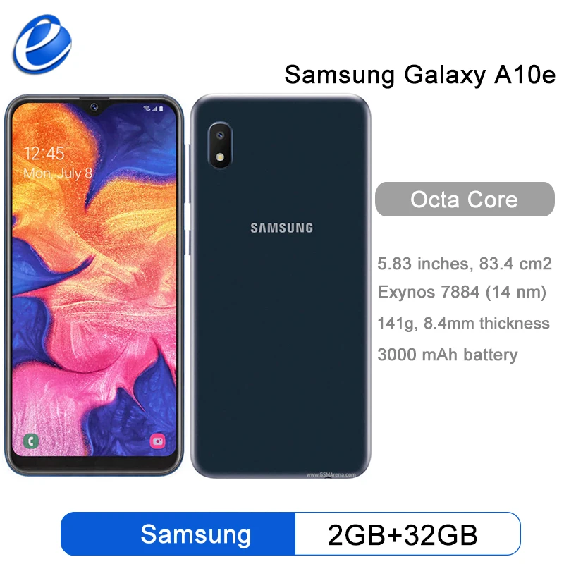 

Original Samsung Galaxy A10e Octa-core 5.83 Inches Single SIM 2GB RAM 32GB ROM 8MP Camera Android Smartphone Unlocked Cellphone