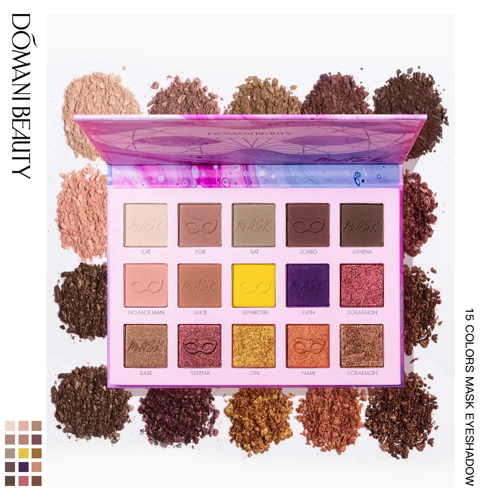 Палитра матовых теней для век DOMANI 15 цветов мерцающие блестящие пигментные тени