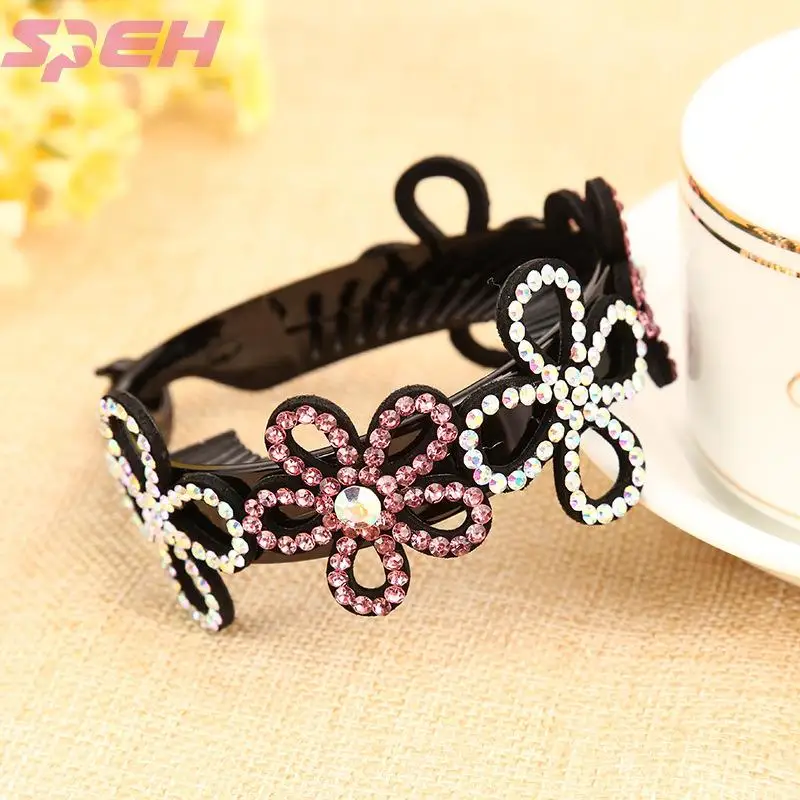 

Flower Rhinestone hair hoop trend women's head hoop hair accessories sweet retro jewelry manufacturers wholesale
