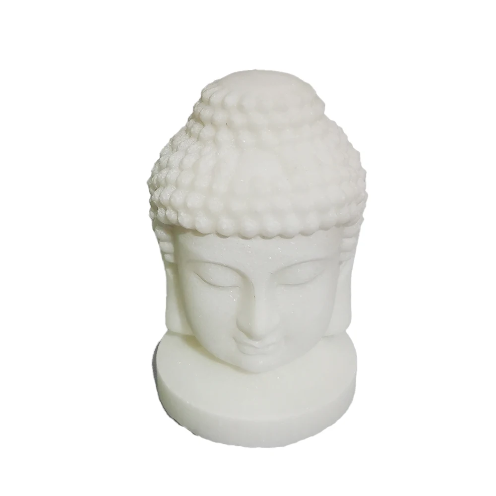 

1 pce Natural White Marble Carved Buddha Head Statue With Base Hand-carved Natural Quartz Mineral Healing Holiday Gift