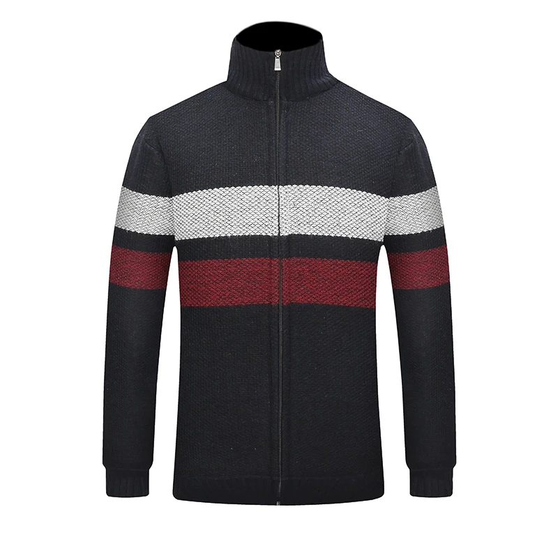 

2019 новый зимний, теплый, полосатый свитер, кардиган, Модный Цветной кардиган на молнии, куртка, свитер, приталенная куртка с длинным рукавом