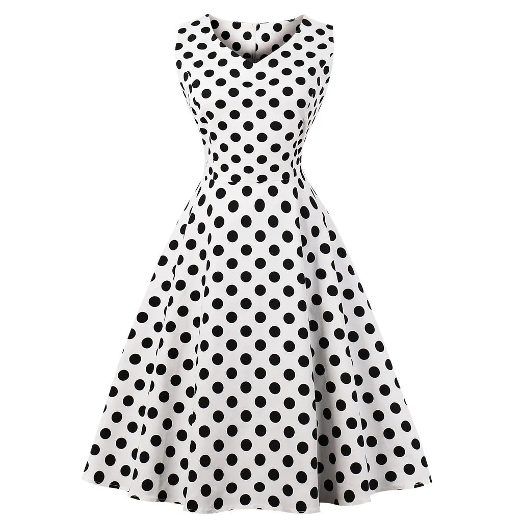 

bushalafin Dresses For Women Large Size Dress Sleeveless V-neck Printed Vintage Big Swing Dress Vestidos S-4XL