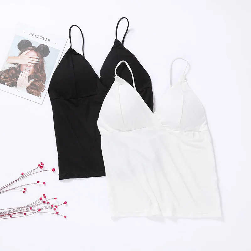 Майка женская с V-образным вырезом пикантный топ на бретельках маленький