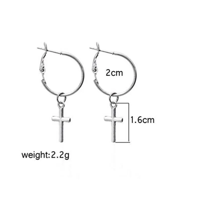 

Fashion Small Pendant Cross Earrings For Women Alloy Hoop Earrings For Female Party Jewelry Accessories Gift
