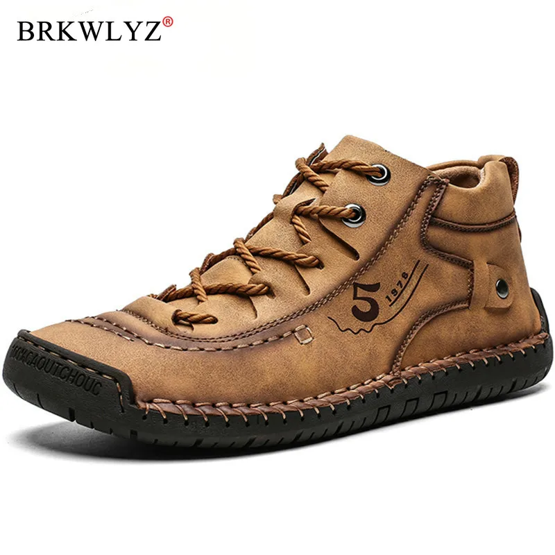 

Luxury Leather Shoes Men Sneakers Trainers Lace-up Flats Driving Casual Comfort Loafers handmade sewing Footwear