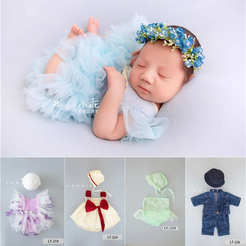Dvotinst Newborn Baby Photography Props Bodysuit Bonnet 2pcs Outfits Infant Toddler Fotografia Studio Shooting Photo Props