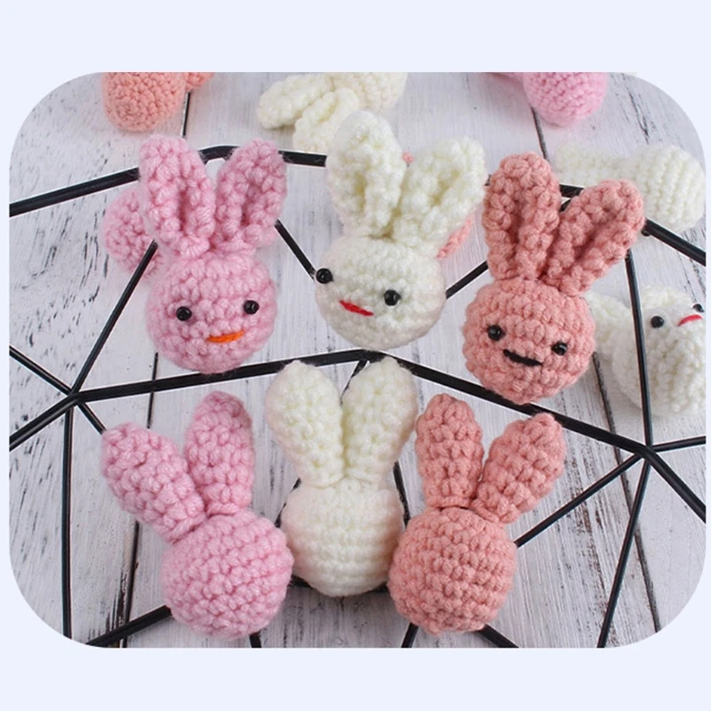 

Handmade Crochet Cotton Rabbit Chewable Knitting Beads Infant Newborns Teether Toy DIY Baby Pacifier Chain Accessories