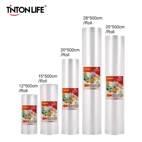 Пищевой вакуумный упаковщик TINTON LIFE с функцией сохранение свежести продуктов, в комплекте вакуумные пакеты для хранения продуктов в рулонах, 5 размеров
