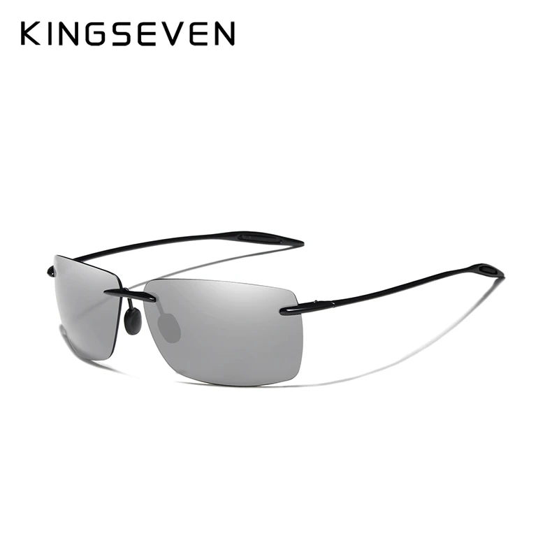 KINGSEVEN TR90, солнцезащитные очки без оправы, мужские, сверхлегкие, высокое качество, квадратные, без оправы, солнцезащитные очки для женщин, фирменный дизайн, зеркальные линзы - Цвет линз: Silver mirror