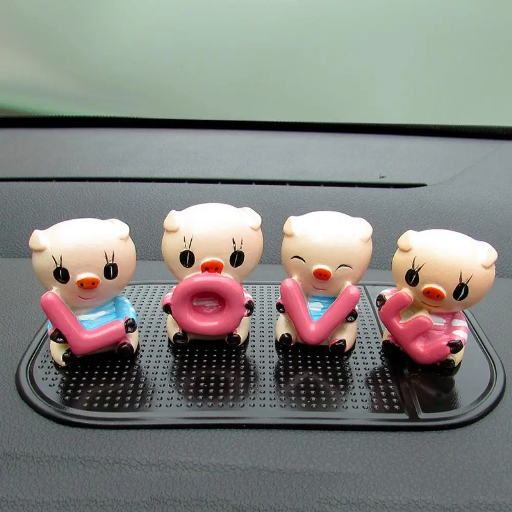 4Pcs/Set Letter LOVE Cartoon Funny Piggy Figurine Car Interior Toy Ornament Good Luck Decorations Dashboard Toys | Автомобили и