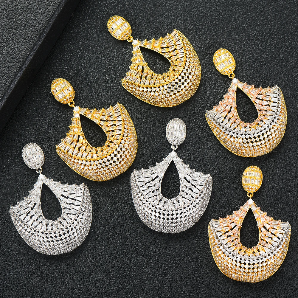 

Blachette Luxury Charms CZ Pendant Drop Earrings For Women Dangle Luxury Mirco Paved Cubic Zircon High Quality Fashion Jewelry