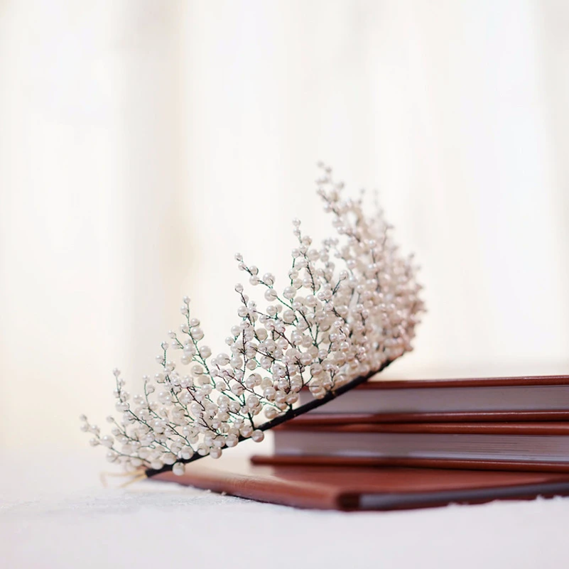 Свадебная тиара с большой жемчужной короной в новом дизайне великолепная черная