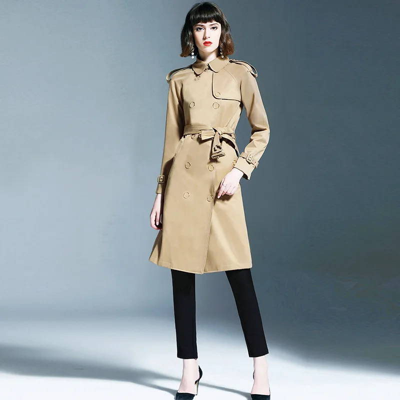 BURDULLY 2020 женская одежда на весну и осень Однотонный женский длинный двубортный