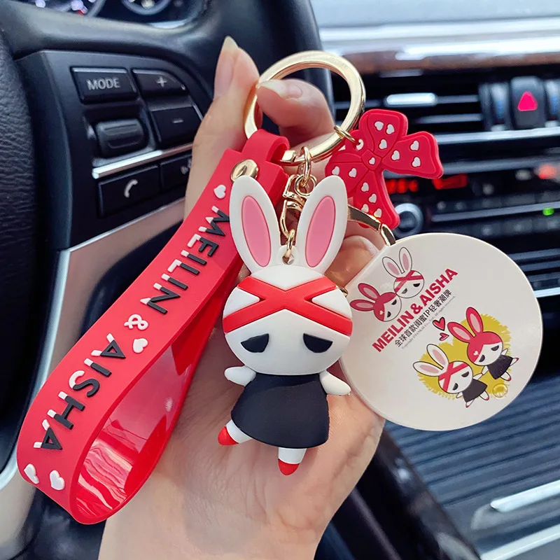 

Anime Best Friend Bunny Animal Key Chains Children Valentine's Accessories Keyring Waistband Fashion Men's Women's Gift Keychain