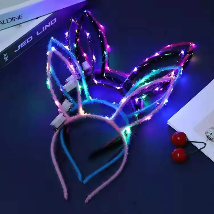 Светящаяся игрушка кролик обруч для волос плюшевые мигающие волосы Горячая