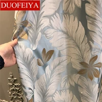 american high end imitation silk printing blackout curtains for living room and bedroom bay window customized products