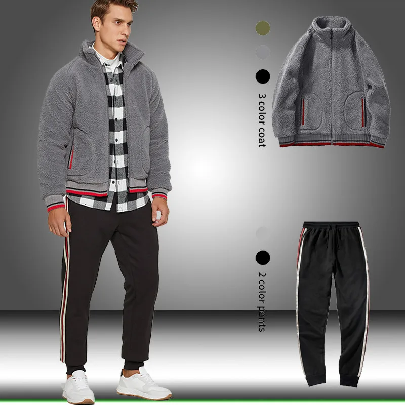 Зимний спортивный костюм для мужчин брендовый мужской с капюшоном и штанами