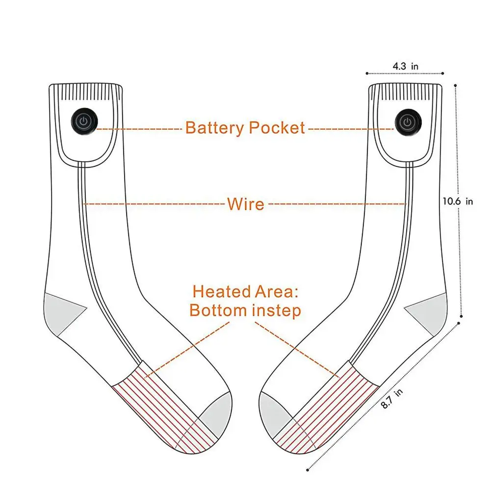 3.7V 4400MAH Lithium Battery Upgrade Heating Socks Rechargeable Adjustable Electric Double Layer Warm Sock |