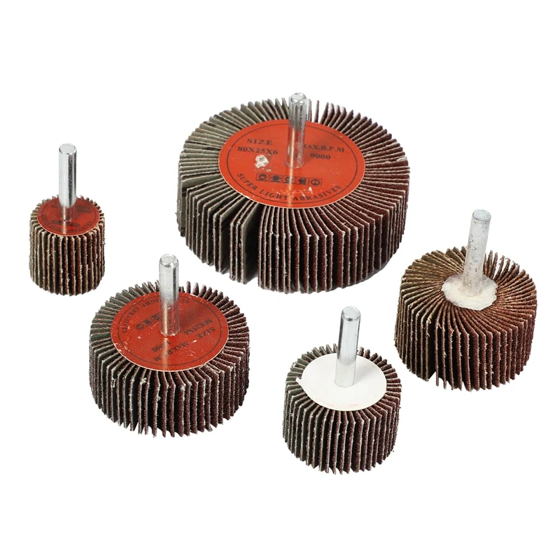 

24 Pcs 6 Sizes Sanding Flap Wheel Assortment Kit Flap Wheels with 6Mm Shank Mounted Flap Wheels Aluminum Oxide Abrasive