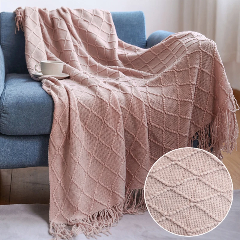 

Нордическое вязаное одеяло на кровать, диван, плед, дорожное одеяло для сна и ТВ, мягкое полотенце для кровати, клетчатый гобелен