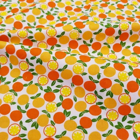 orange Белая хлопковая ткань с принтом фруктов, чистый хлопок, саржа, сделай сам, ткань для шитья, ткань для жировых четвертей, материал для ребенка и ребенка - Цвет: orange