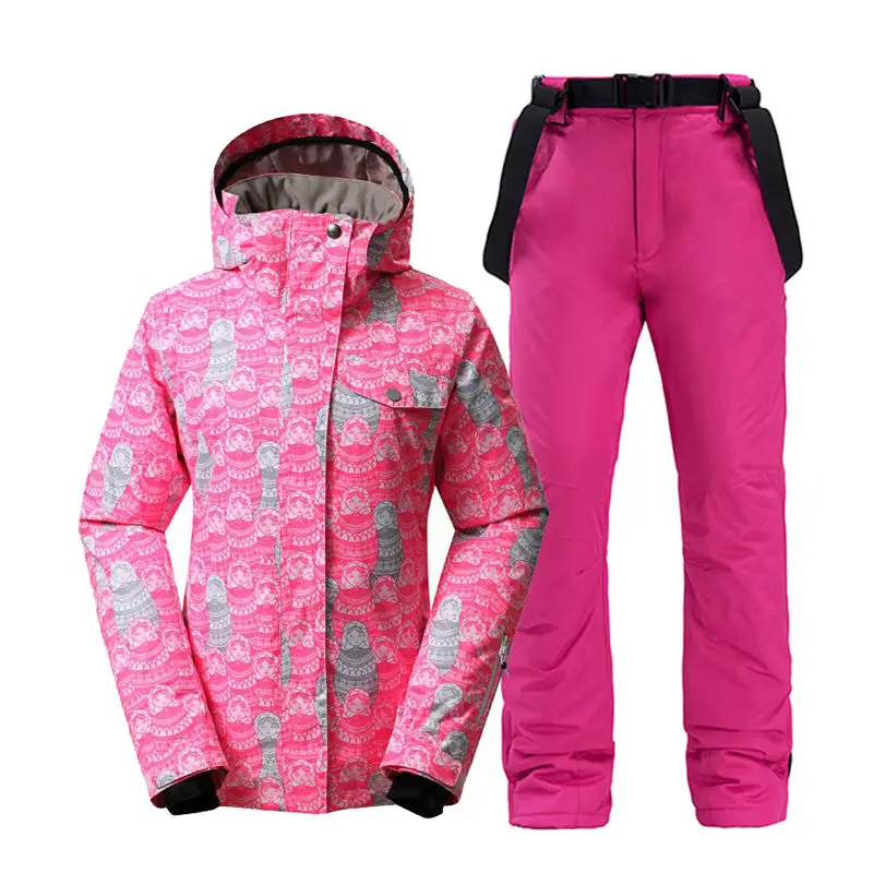 picture jacket pant Женский зимний костюм, комплекты, уличная спортивная одежда для сноубординга, 10 K, ветрозащитная Водонепроницаемая зимняя одежда, лыжные куртки+ зимние штаны на подтяжках - Цвет: picture jacket pant
