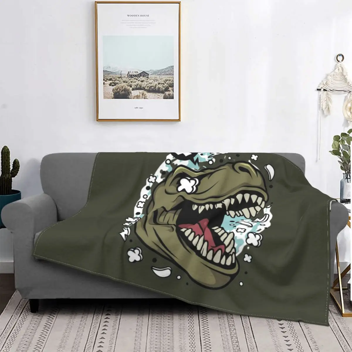 

Clix Dinosaur Blanket Abstract Warm Bedspread Plush Super Soft Cover Fleece Spread Bedding Bed Couch Velvet Outlet Gift