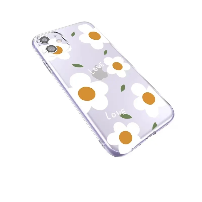 

Cartoon Flower Daisy Phone Case For iPhone 11 Mini 12 Pro Max X XR XS Max 7 8 7Plus Clear Shockproof Soft Silicone Cover