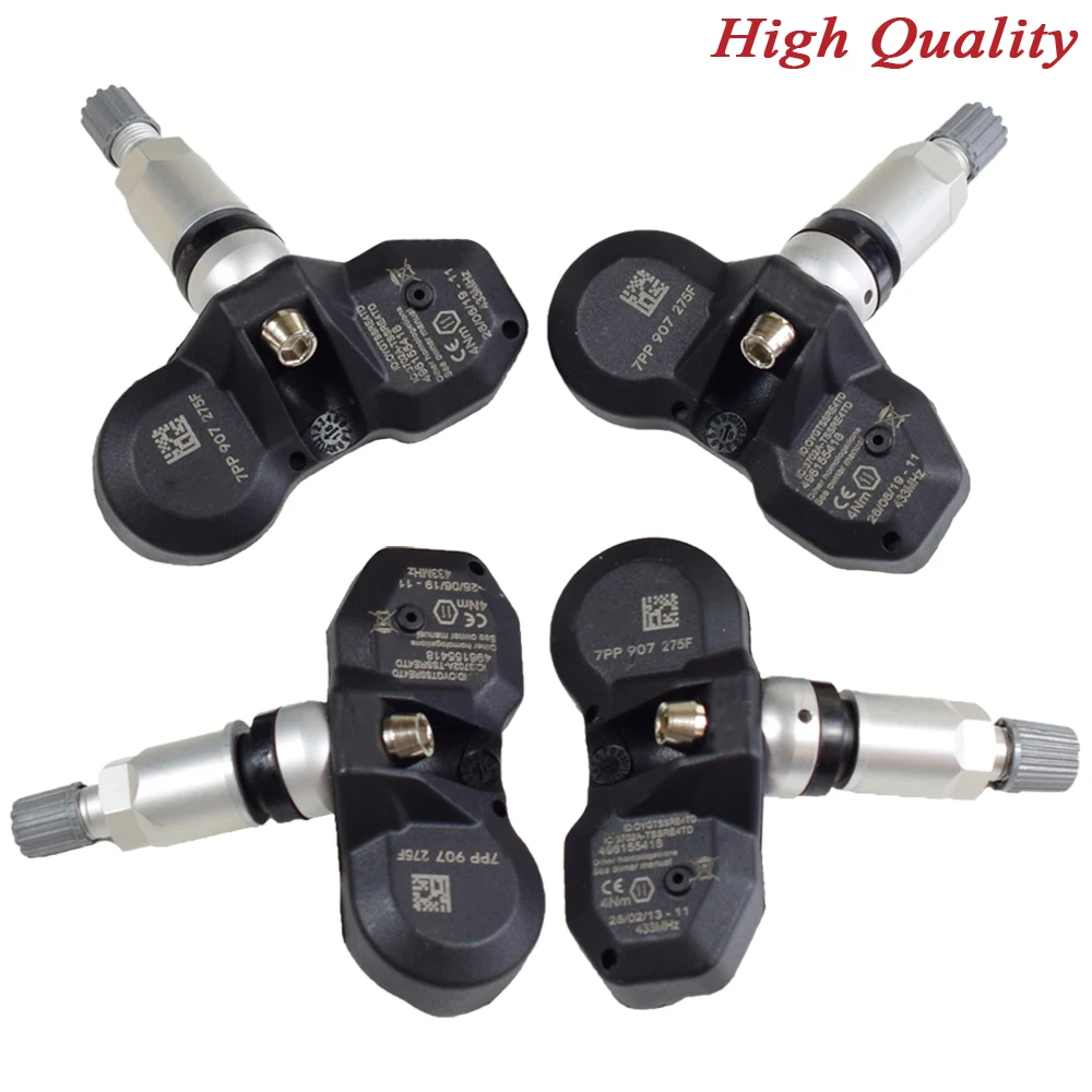 4Pcs Tire Pressure Monitoring System (TPMS) Sensor 7PP907275F 7PP907275 433Mhz For Audi A4 A6 A8 Q7 R8 Volkswagen 7PP907275D | Автомобили