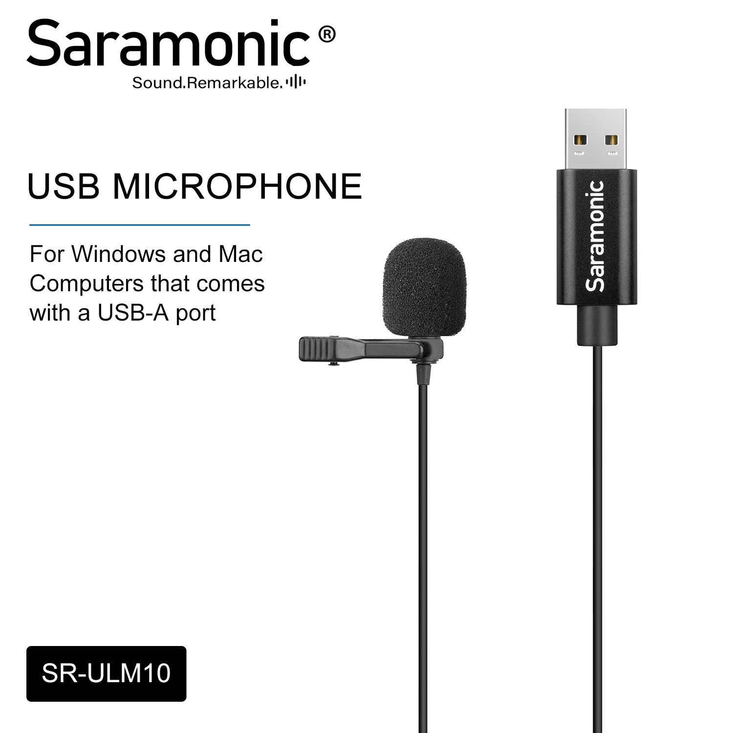 

Saramonic SR-ULM10 / ULM10L USB Lavalier Micrphone for PC&MAC, 2M/6M USB-A Laptop Desktop Computer Lapel Microphone