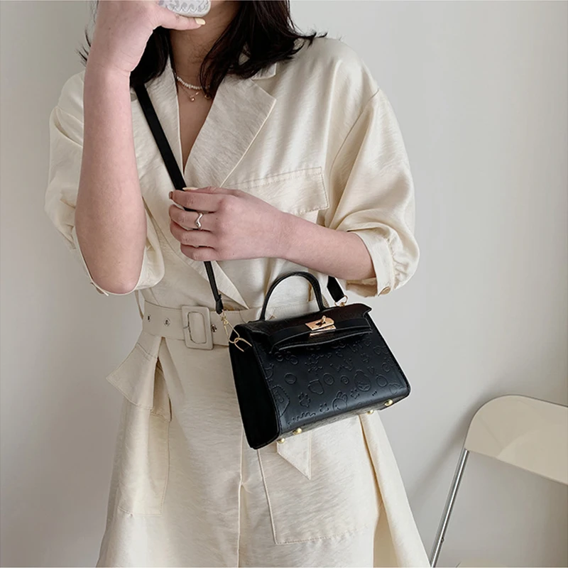 

Women's Shoulder Bags Luxury Designer PU Cartoon Embossed Pattern Top-Handle Tote New Fashion Cute Travel Crossbody Bag Shopper