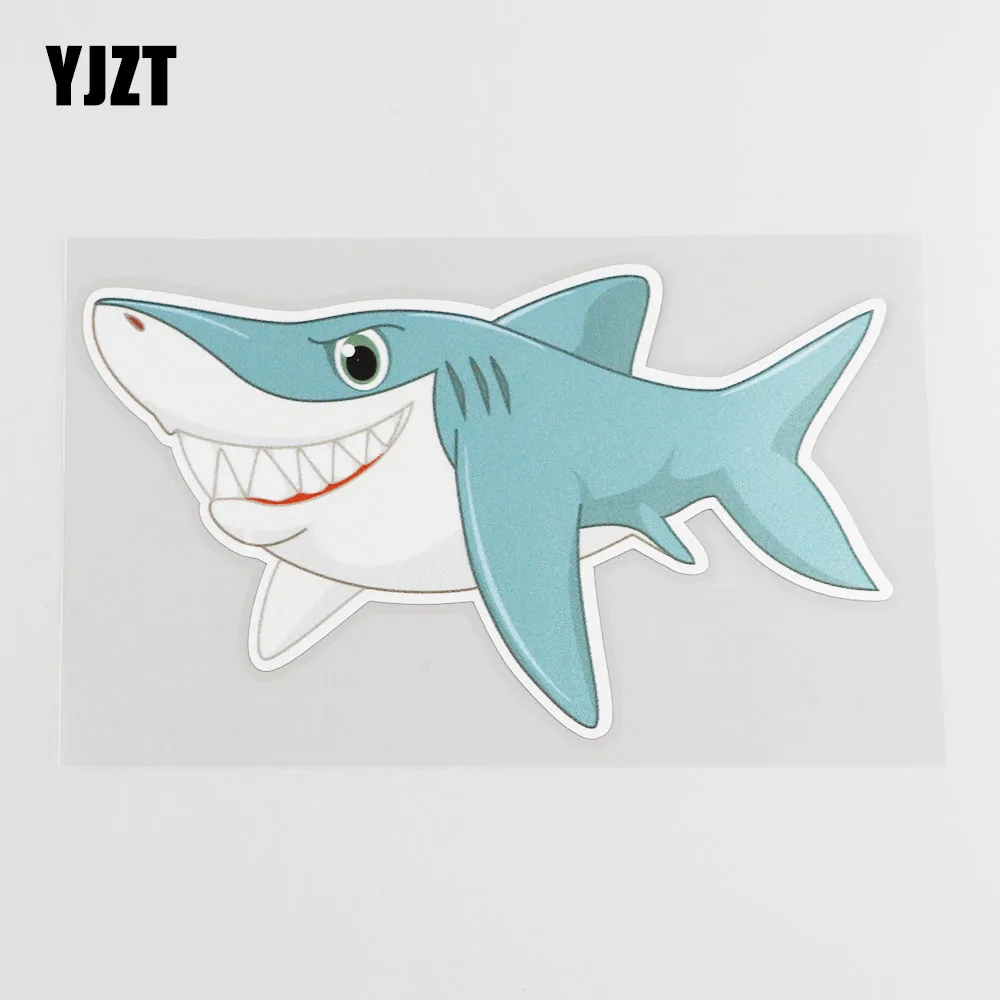

YJZT 14.9CMX8.7CM Lovely Shark Car Sticker Motorcycle Bicycle Pvc Decal Accessories 6A-0199