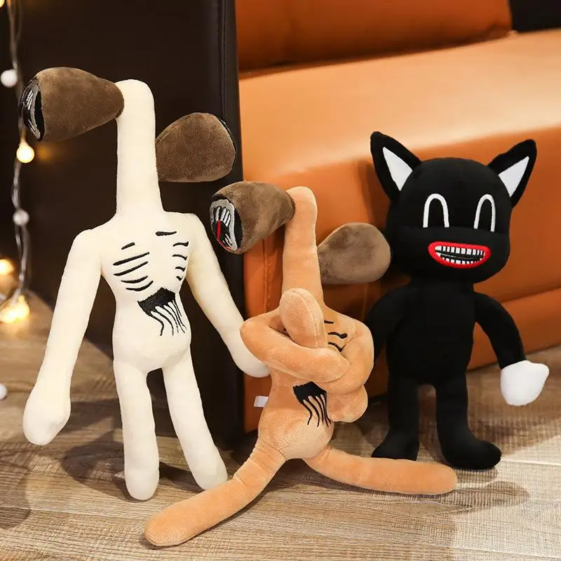 

2021 HOT 38cm Siren Head Anime Plushie Kawai Sirenhead Stuffed Animals Doll Black Printed Cartoon Cat Plush Toys Gift for girls