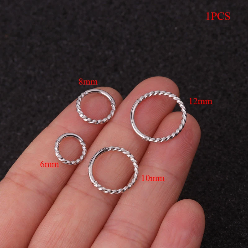 

1PC 6-12mm 16g Stainless Steel Hinged Segment Clicker Ring Nose Septum Piercing Helix Cartilage Daith Punk Twist Body Jewelry