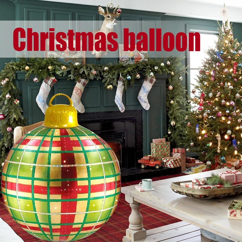 

60cm Christmas Tree Balls Decoration Outdoor Atmosphere Xmas Tree Ornament PVC Inflatable Toy Balls Home Christmas Gift 2022