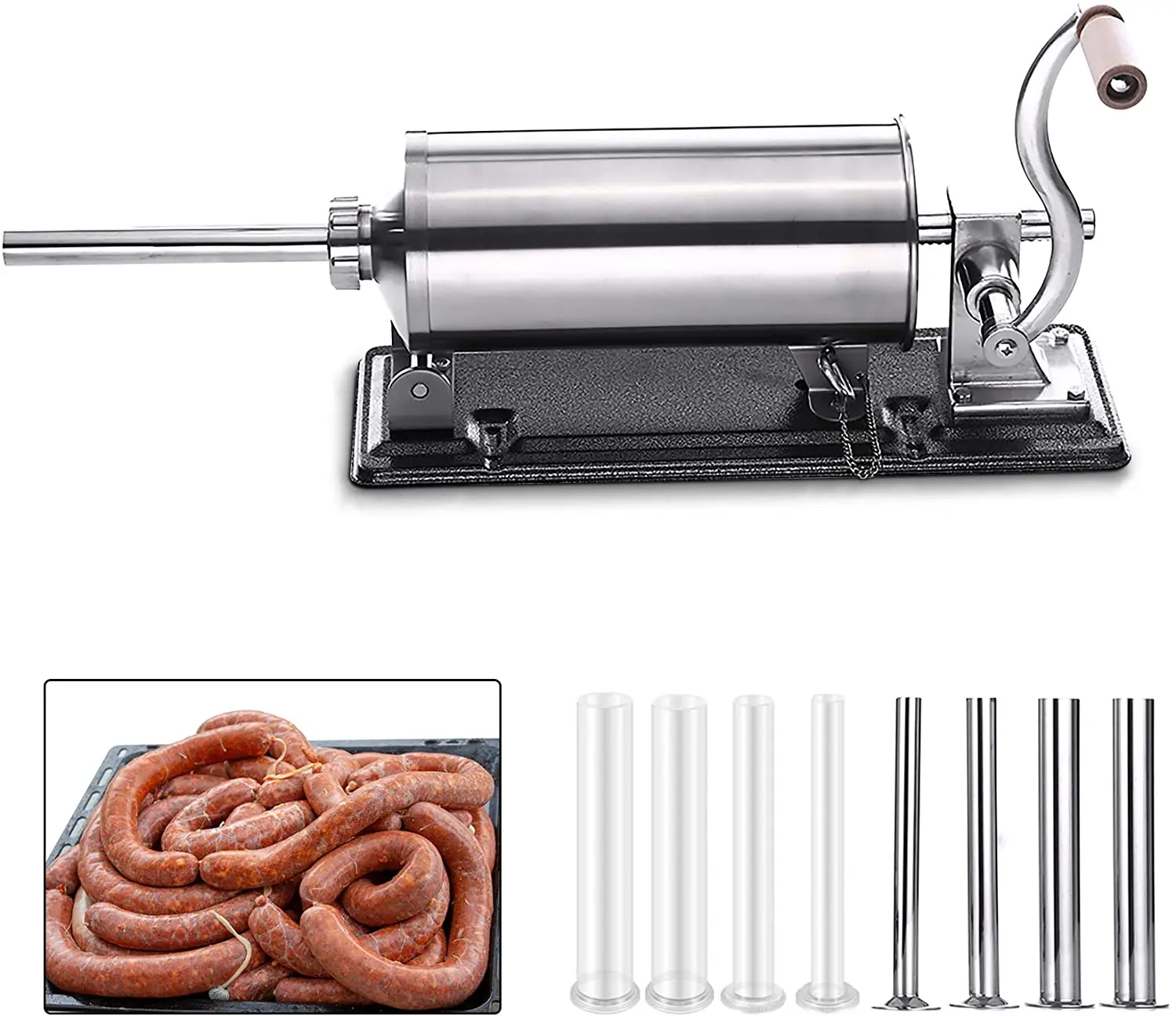 

6 LBS/ 3KG Homemade Sausage Stuffer Stainless Steel Sausage Filling Machine Sausage Syringe Meat Filler Sausage Maker