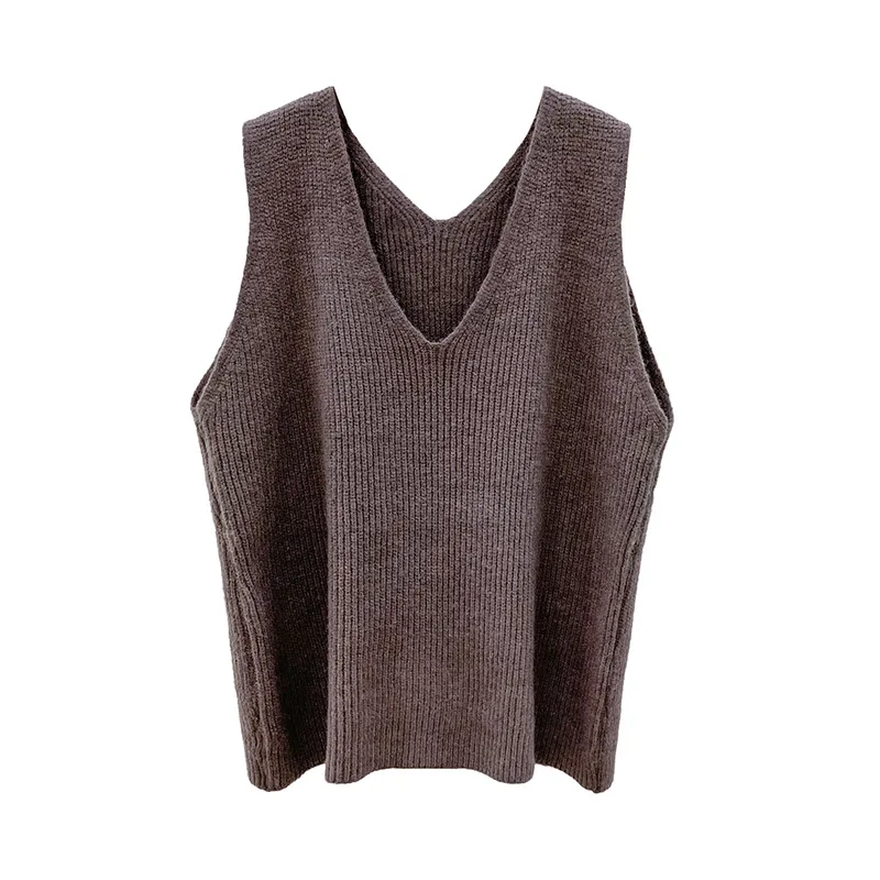 Women Loose Vest Sweater Sleeveless Knitted Oversized Pullover Simple Tops Outwear 2021 Casual Knitted Jumper Oversized Coat