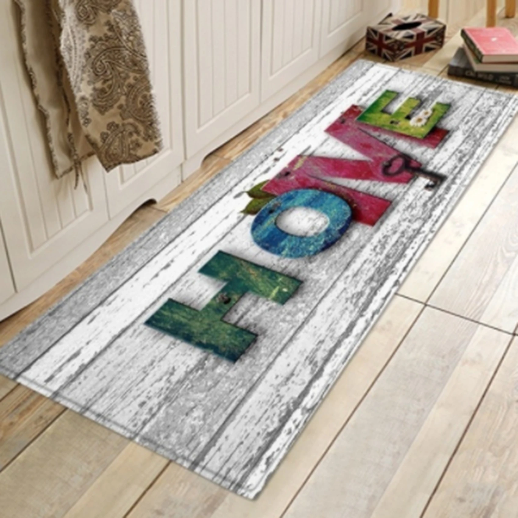 Felpudo Antideslizante para el Hogar, Alfombra Lavable con Estampado Largo, para la Entrada, la Cocina, la Sala de Estar o el Ba&ntilde;o, Tambi&eacute;n para Mesita de Noche o para Decoraci&oacute;n-3