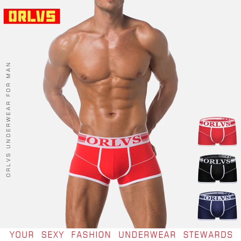 ORLVS фирменные хлопковые сексуальные боксеры для геев мужское нижнее белье